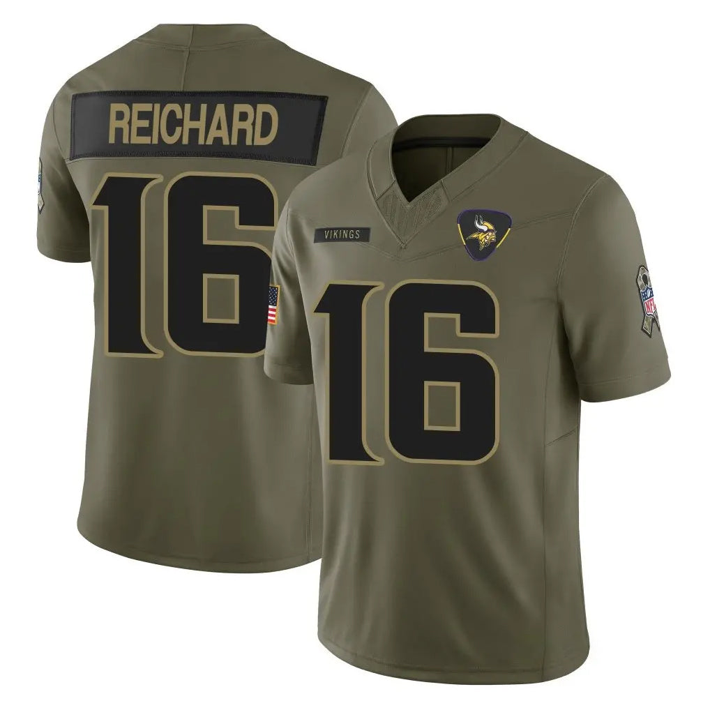 M.Vikings #16 Will Reichard Player Olive 2025 Salute To Service Limited Game BALCE Stitched Jerseys