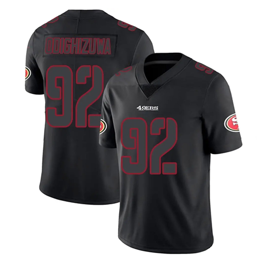 SF.49ers #92 Osa Odighizuwa Player Black Impact Limited Home Game BALCE Stitched Jerseys