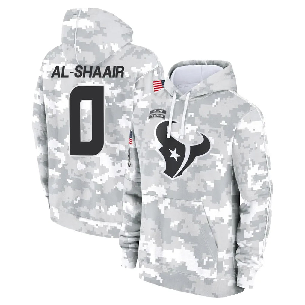 H.Texans #0 Azeez Al-Shaair Player Arctic Camo Salute to Service Hoodies Limited Game BALCE Stitched Jerseys