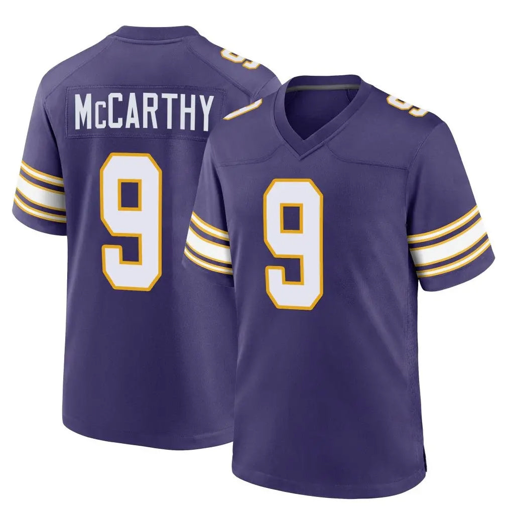M.Vikings #9 J.J. McCarthy Player Purple Classic Home Game BALCE Stitched Jerseys