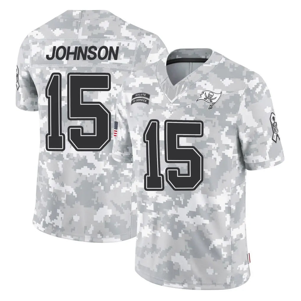 TB.Buccaneers #15 Tez Johnson Player Arctic Camo Limited Salute To Service Home Game BALCE Stitched Jerseys