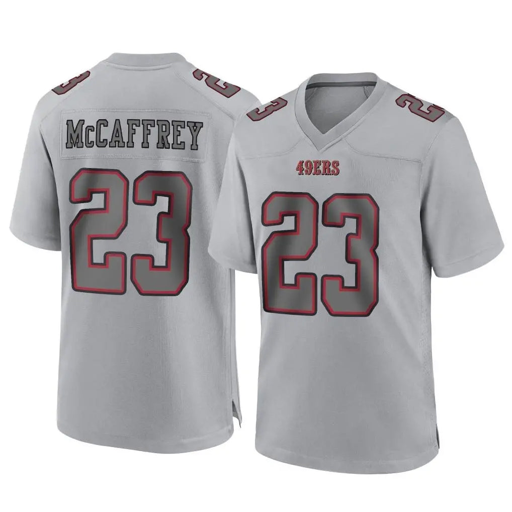 SF.49ers #23 Christian McCaffrey Player Gray Atmosphere Fashion Home Game BALCE Stitched Jerseys
