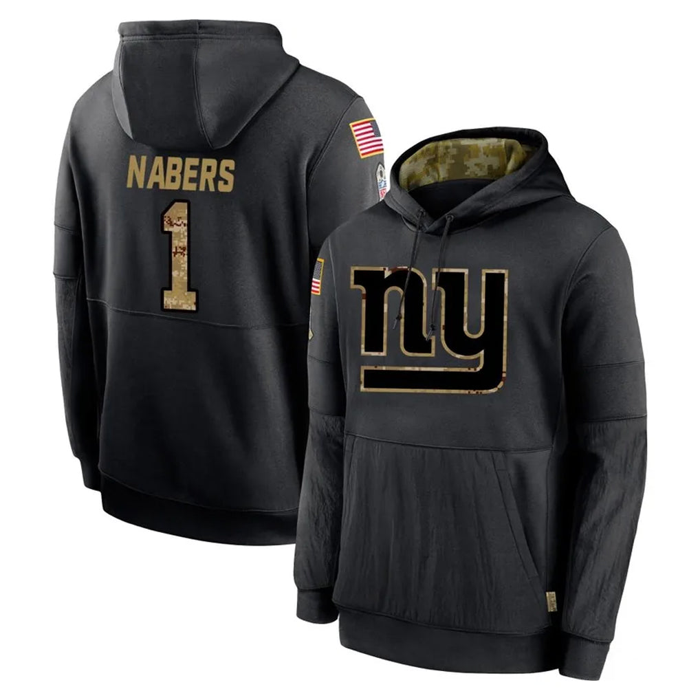 NY.Giants #1 Malik Nabers Player Black Salute to Service Hoodies Limited Game BALCE Stitched Jerseys