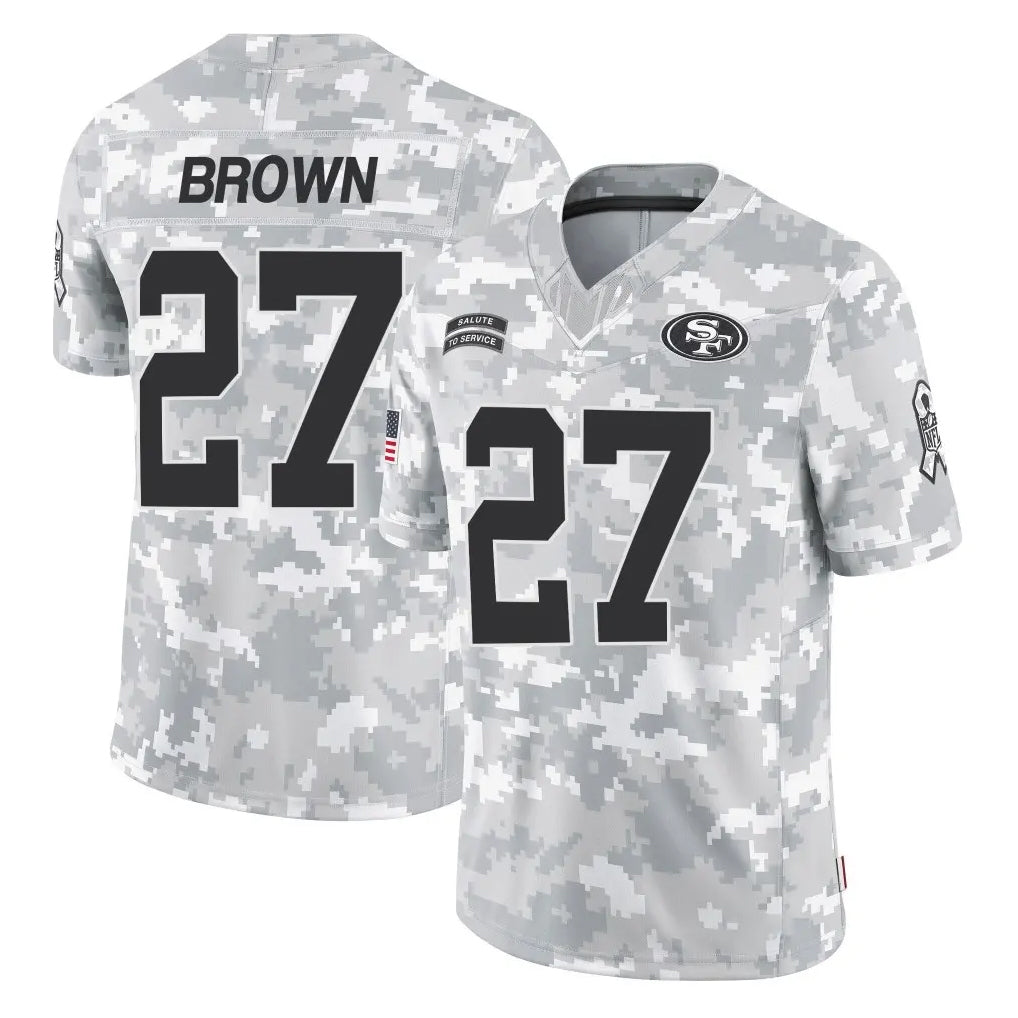 SF.49ers #27 Ji'Ayir Brown Player Arctic Camo Limited Salute To Service Home Game BALCE Stitched Jerseys