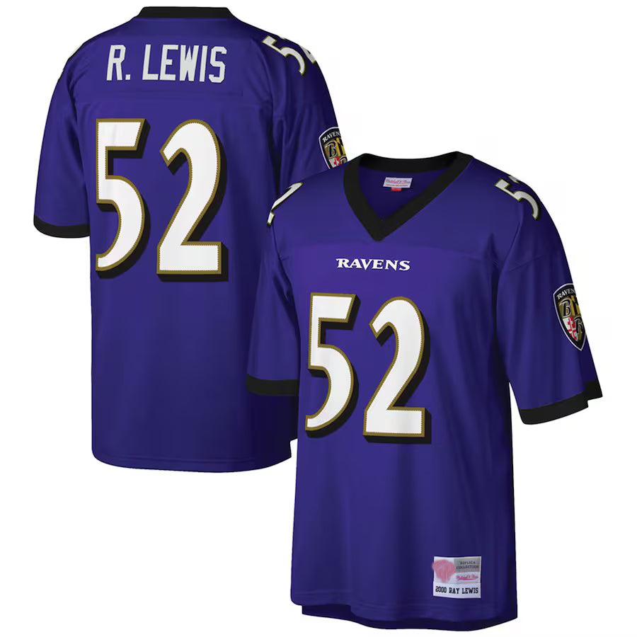 B.Ravens #52 Ray Lewis Player Purple Mitchell & Ness Big & Tall 2000 Retired BALCE Stitched Jerseys