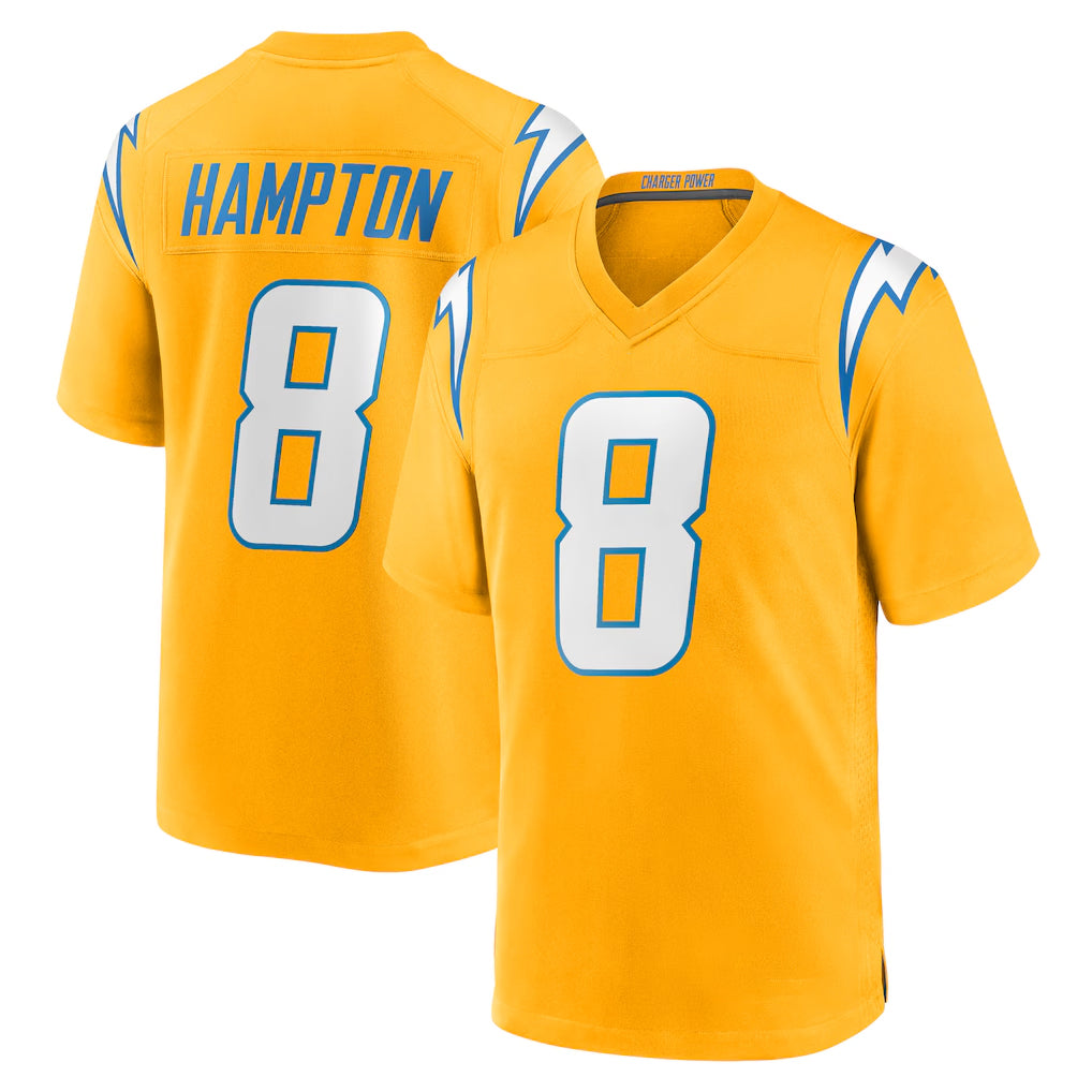 LA.Chargers #8 Omarion Hampton Player Gold Home Game BALCE Stitched Jerseys