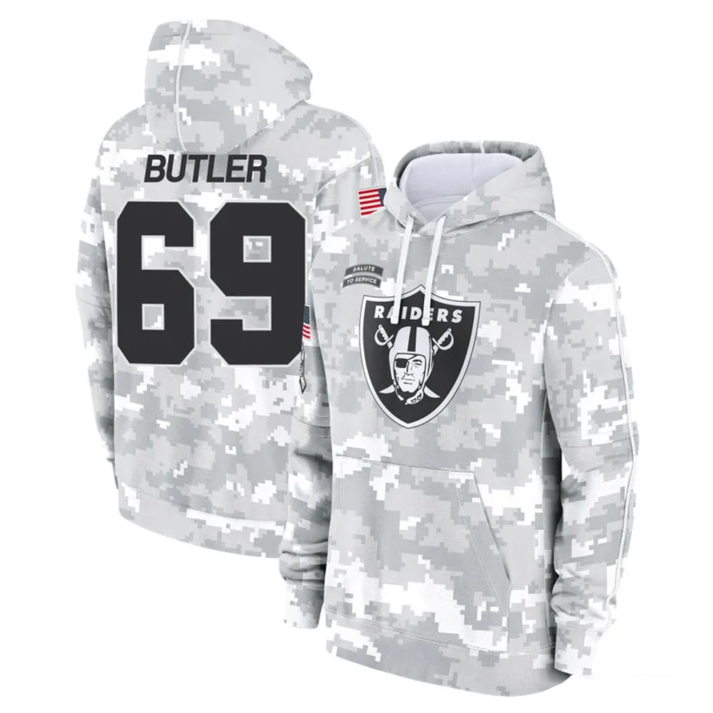 LV.Raiders #69 Adam Butler Player Arctic Camo Salute to Service Hoodies Limited Game BALCE Stitched Jerseys