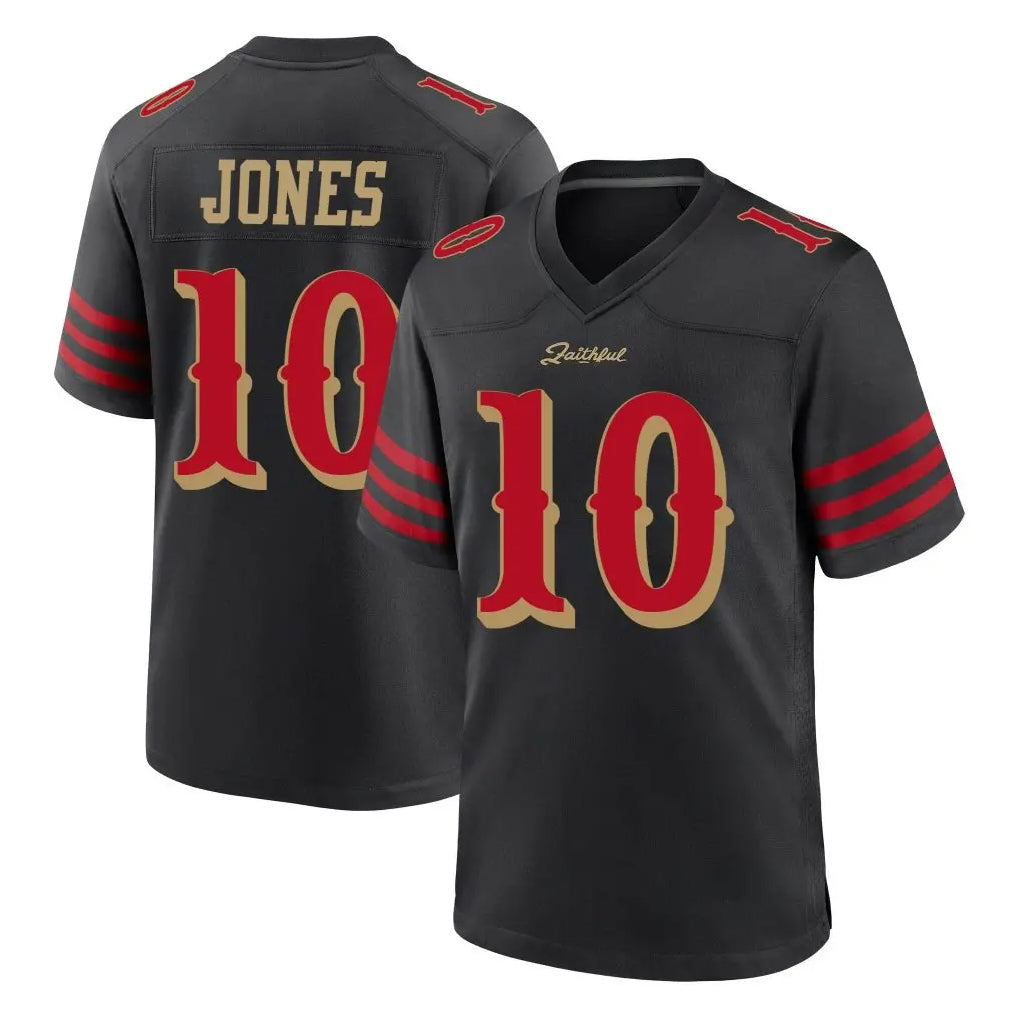 SF.49ers #10 Mac Jones Player Black Rivalries Collection Home Game BALCE Stitched Jerseys