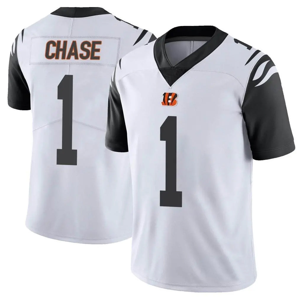 C.Bengals #1 Ja'Marr Chase Player White Color Rush Vapor Untouchable Limted Home Game BALCE Stitched Jerseys