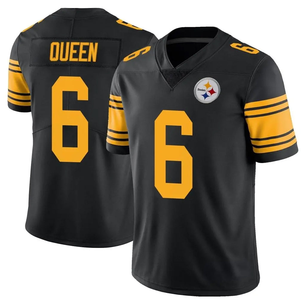 P.Steelers #6 Patrick Queen Player Black Limited Color Rush Home Game BALCE Stitched Jerseys