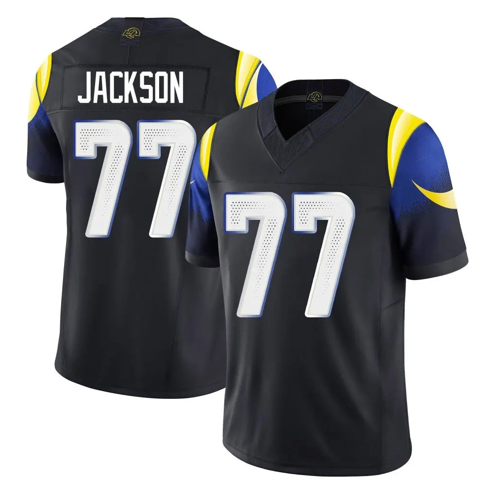 LA.Rams #77 Alaric Jackson Player Black Midnight Rivalries Collection Limited Home Game BALCE Stitched Jerseys