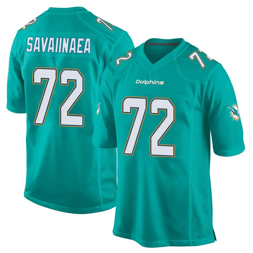 M.Dolphins #72 Jonah Savaiinaea Player Aqua Team Color Home Game BALCE Stitched Jerseys