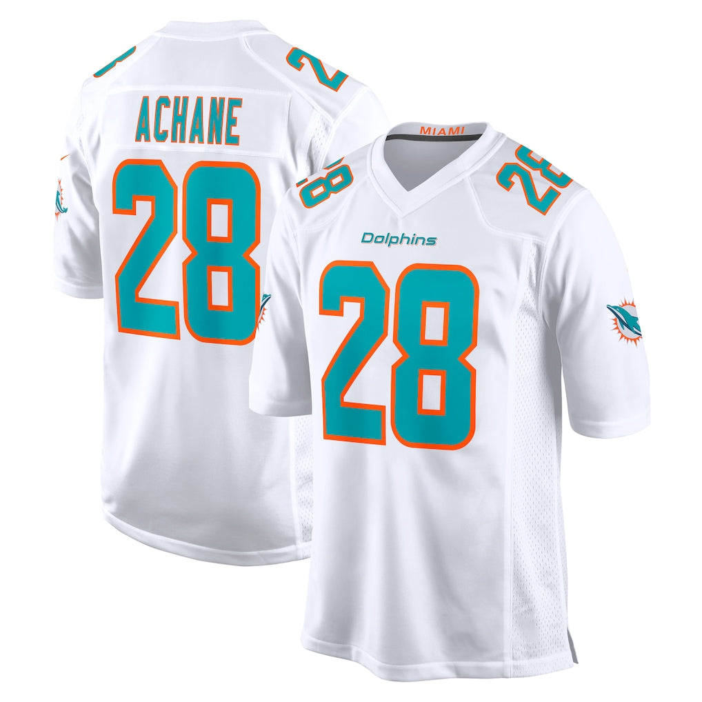 M.Dolphins #28 De'Von Achane Player White Limited Home Game BALCE Stitched Jerseys