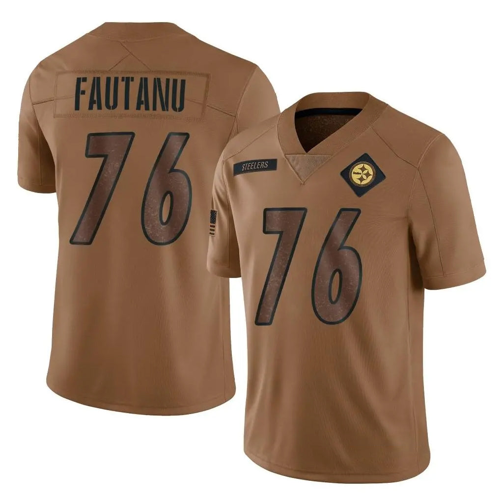 P.Steelers #76 Troy Fautanu Player Brown Limited Salute To Service Home Game BALCE Stitched Jerseys