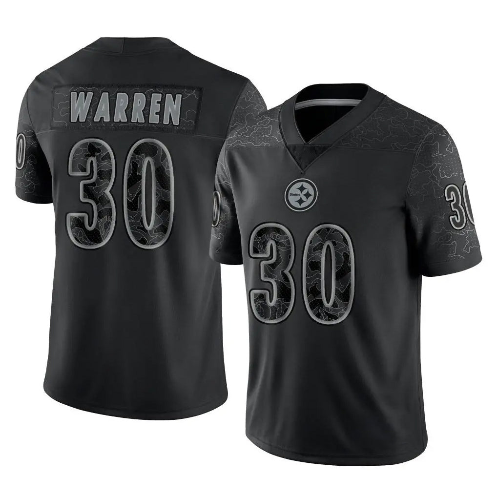 P.Steelers #30 Jaylen Warren Player Black Reflective Limited Home Game BALCE Stitched Jerseys
