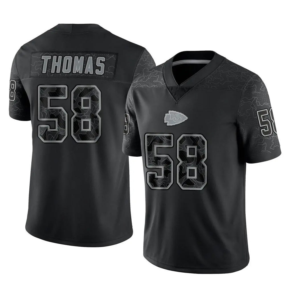 KC.Chiefs #58 Derrick Thomas Player Black Limited Reflective Game BALCE Stitched Jerseys