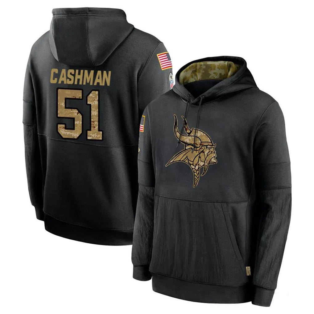M.Vikings #51 Blake Cashman Player Black Salute to Service Hoodies Limited Game BALCE Stitched Jerseys