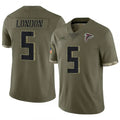 A.Falcons #5 Drake London Player Olive Salute To Service Limited BALCE Stitched Jerseys