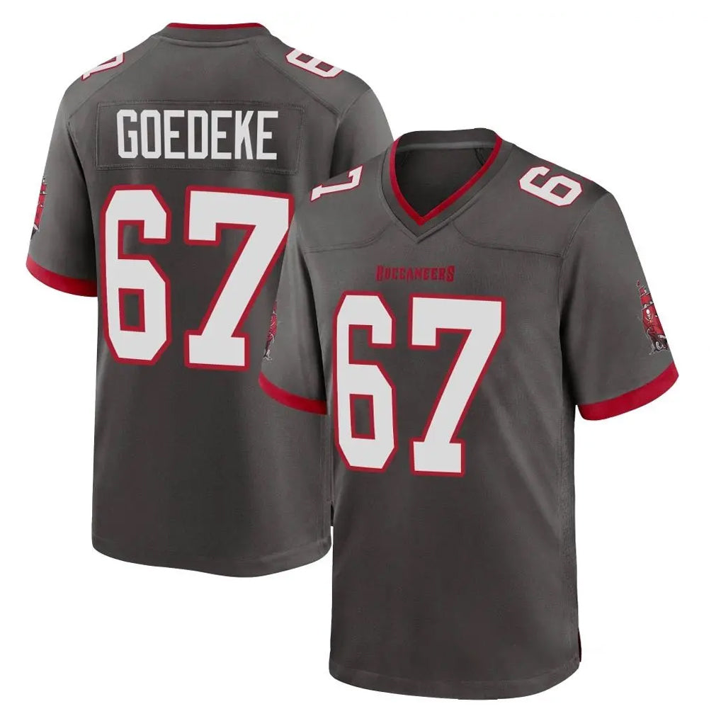 TB.Buccaneers #67 Luke Goedeke Player Pewter Alternate Home Game BALCE Stitched Jerseys