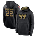W.Commanders #22 Jacory Croskey-Merritt Player Black Salute to Service Performance Pullover Hoodies Home Game BALCE Stitched Jerseys