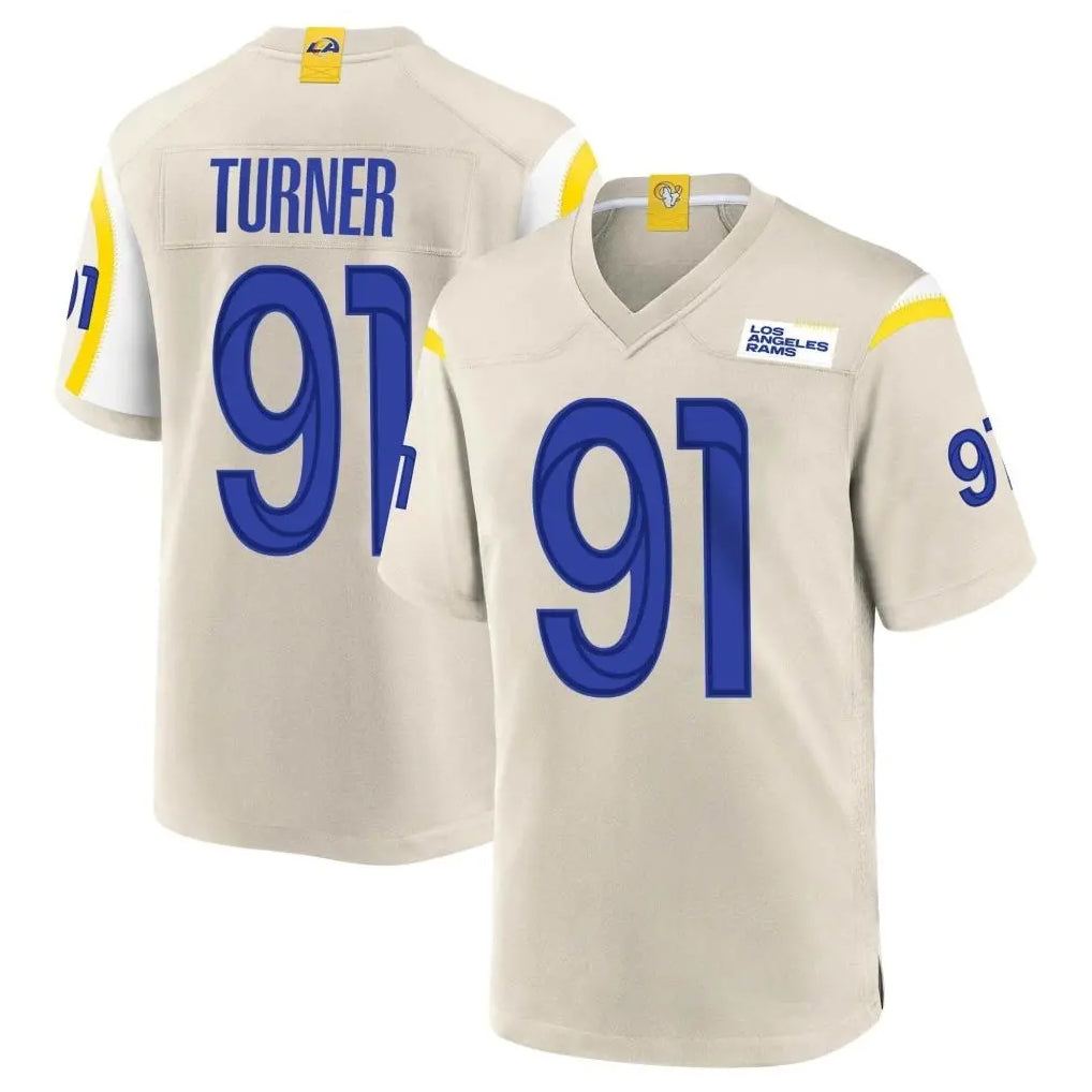 LA.Rams #91 Kobie Turner Player Bone Home Game BALCE Stitched Jerseys