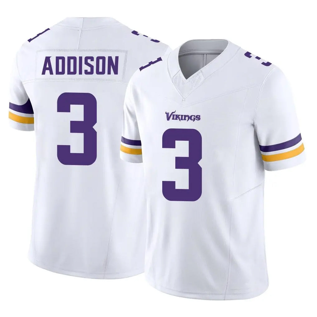 M.Vikings #3 Jordan Addison Player White Limited Vapor F.U.S.E. Home Game BALCE Stitched Jerseys