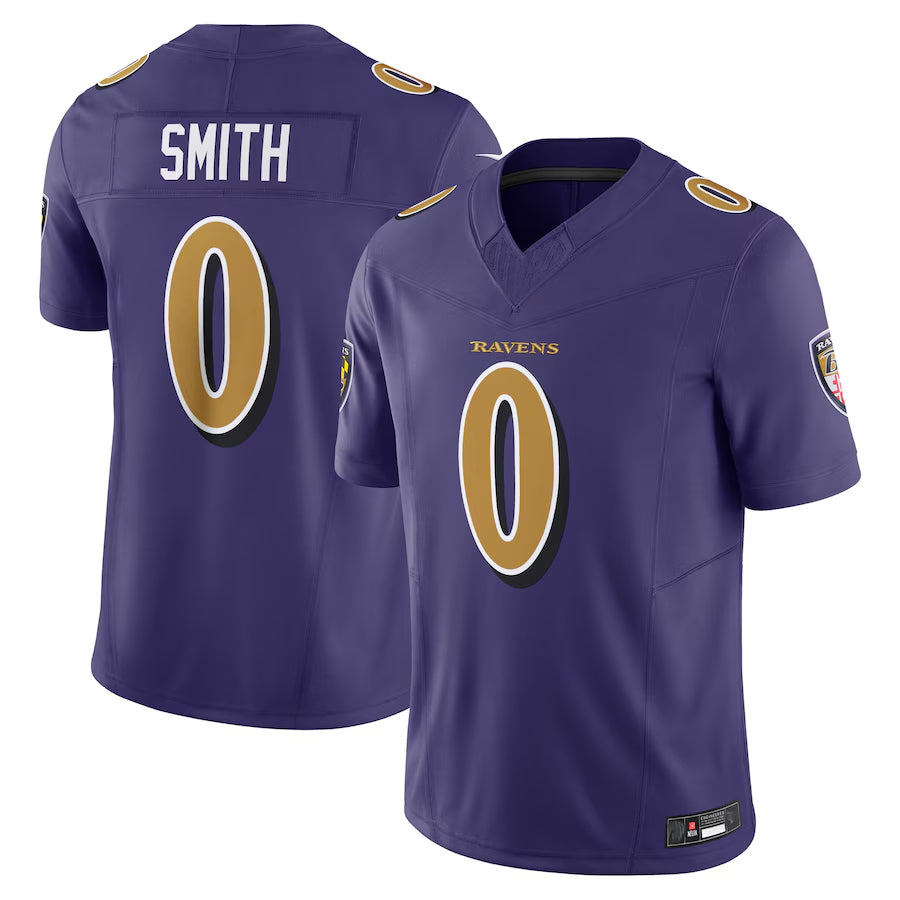 B.Ravens #0 Roquan Smith Player Purple Vapor F.U.S.E. Limited BALCE Stitched Jerseys