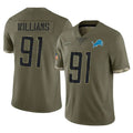 D.Lions #91 Tyleik Williams Player Olive Salute To Service Limited BALCE Stitched Jerseys