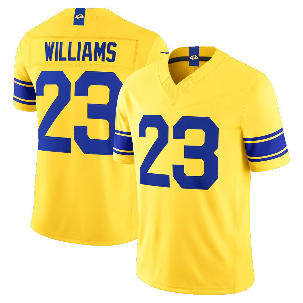 LA.Rams #23 Kyren Williams Player Gold Classic Sol Vapor F.U.S.E. Home Game BALCE Stitched Jerseys
