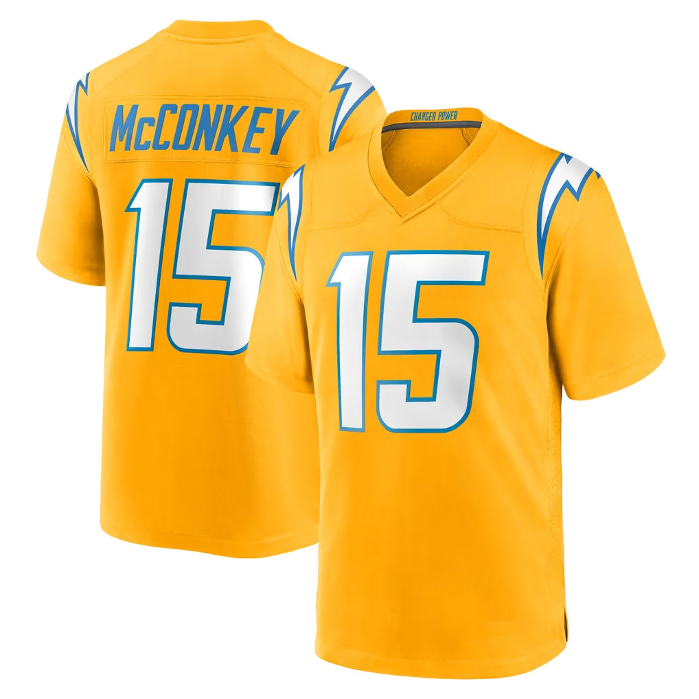 LA.Chargers #15 Ladd McConkey Player Gold Home Game BALCE Stitched Jerseys