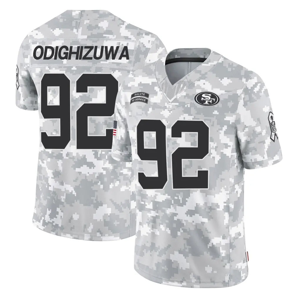 SF.49ers #92 Osa Odighizuwa Player Arctic Camo Limited Salute To Service Home Game BALCE Stitched Jerseys