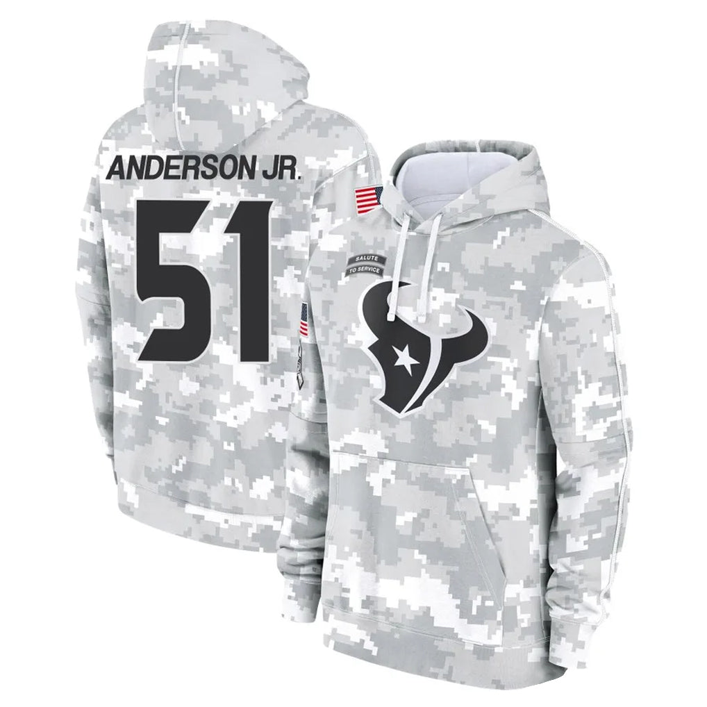 H.Texans #51 Will Anderson Jr. Player Arctic Camo Salute to Service Hoodies Limited Game BALCE Stitched Jerseys