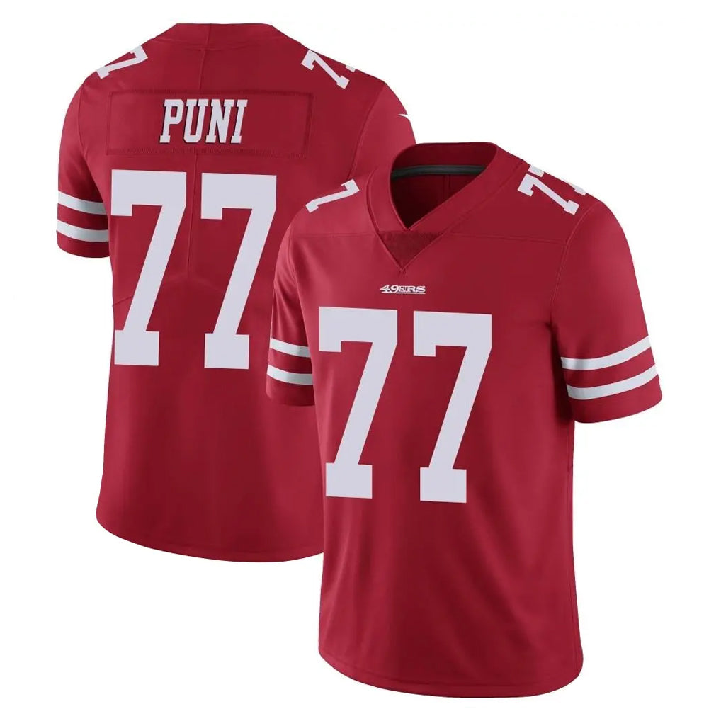 SF.49ers #77 Dominick Puni Player Red Limited Vapor Untouchable Home Game BALCE Stitched Jerseys