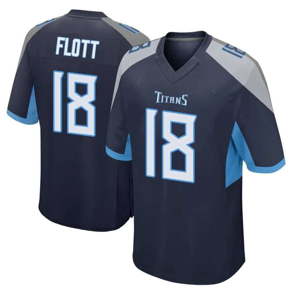 T.Titans #18 Cor'Dale Flott Player Navy Home Game BALCE Stitched Jerseys
