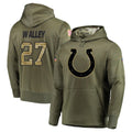 IN.Colts #27 Justin Walley Player Olive Salute to Service Pullover Hoodies Home Game BALCE Stitched Jerseys