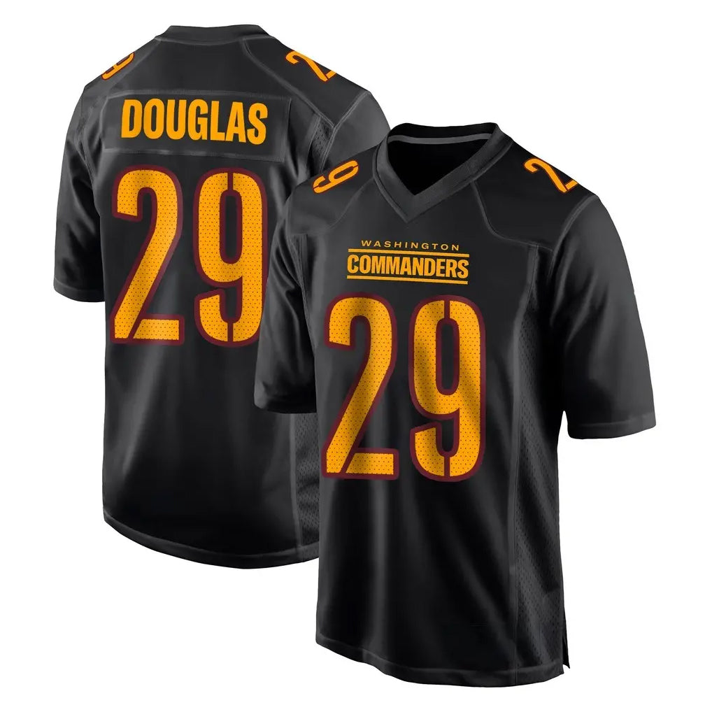 W.Commanders #29 Rasul Douglas Player Black Carbon Fashion Home Game BALCE Stitched Jerseys
