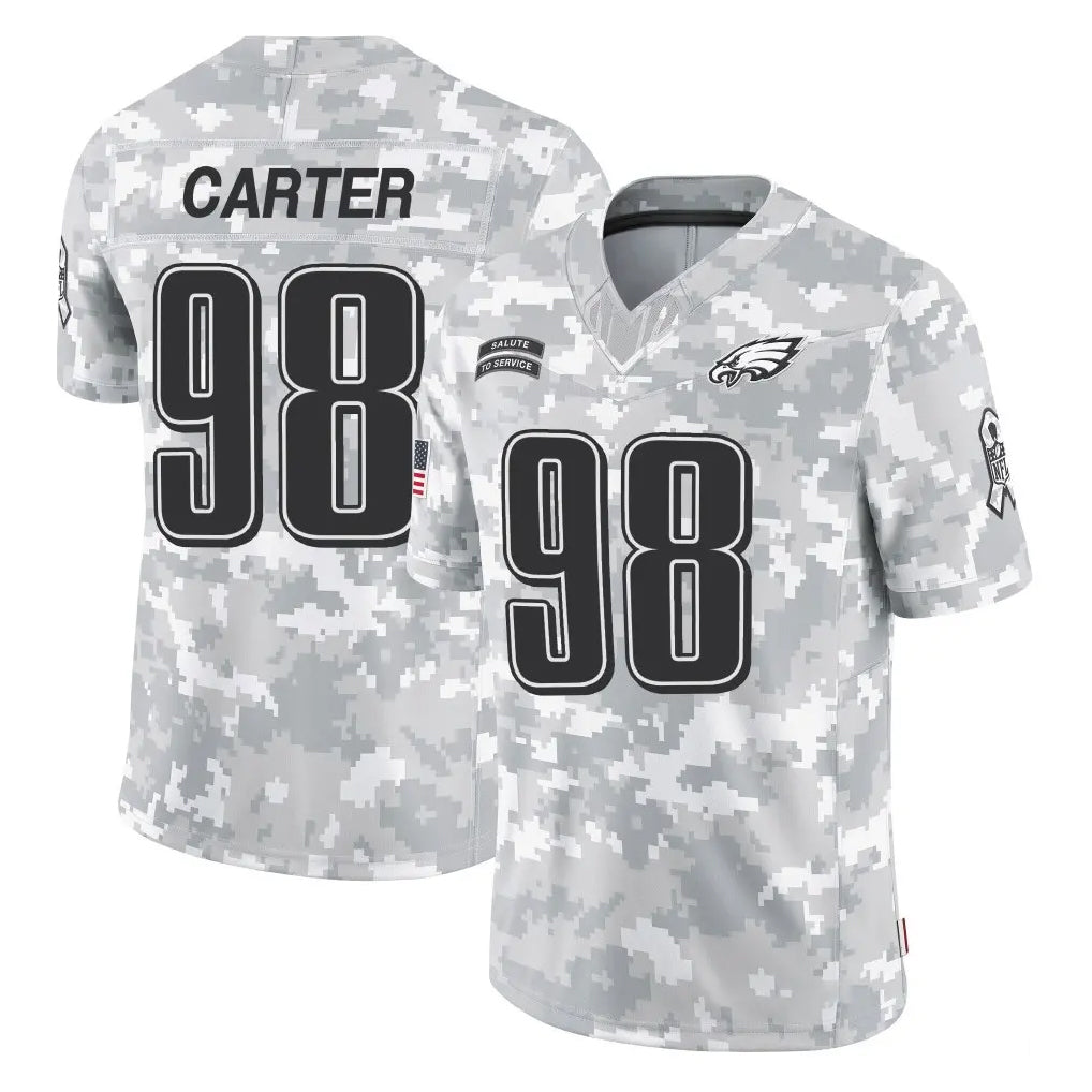 P.Eagles #98 Jalen Carter Player Arctic Camo Salute to Service Limited Game BALCE Stitched Jerseys