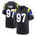 LA.Rams #97 Poona Ford Player Black Midnight Rivalries Collection Home Game BALCE Stitched Jerseys