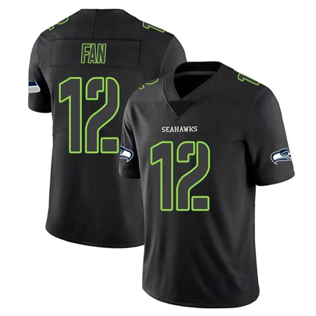 S.Seahawks #12 12th Fan Player Black Impact Limited Home Game BALCE Stitched Jerseys