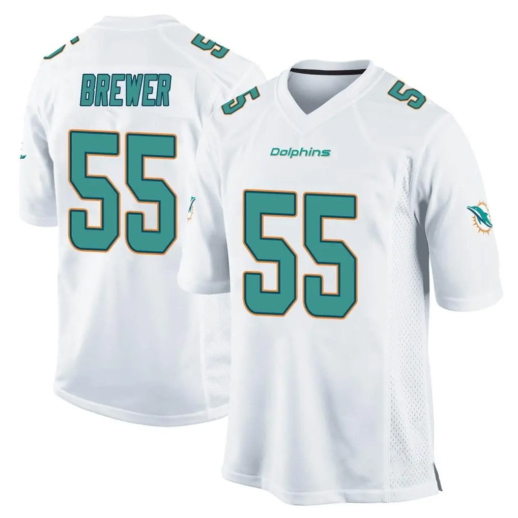 M.Dolphins #55 Aaron Brewer Player White Home Game BALCE Stitched Jerseys