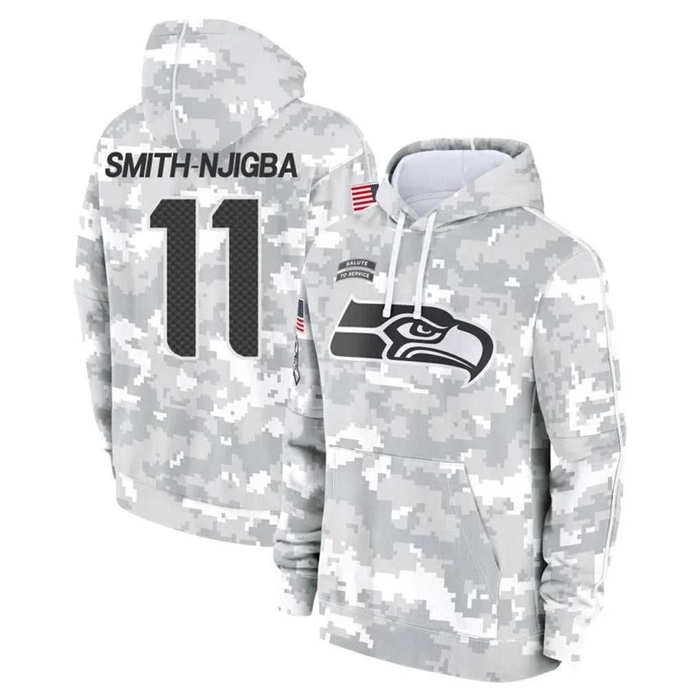 S.Seahawks #11 Jaxon Smith-Njigba Player Arctic Camo Limited Salute to Service Pullover Hoodies Game BALCE Stitched Jerseys