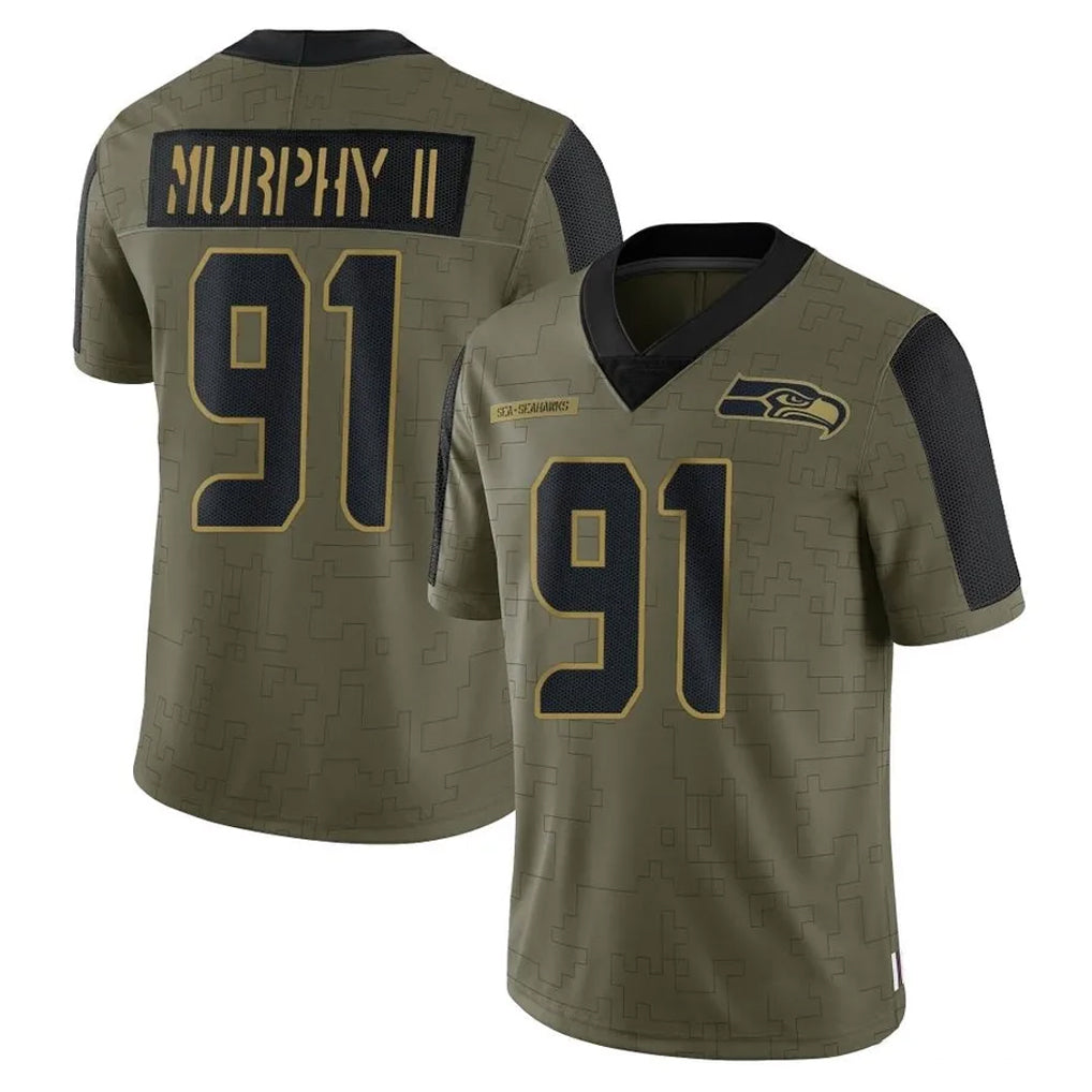 S.Seahawks #91 Byron Murphy II Player Olive Salute To Service Limited Game BALCE Stitched Jerseys