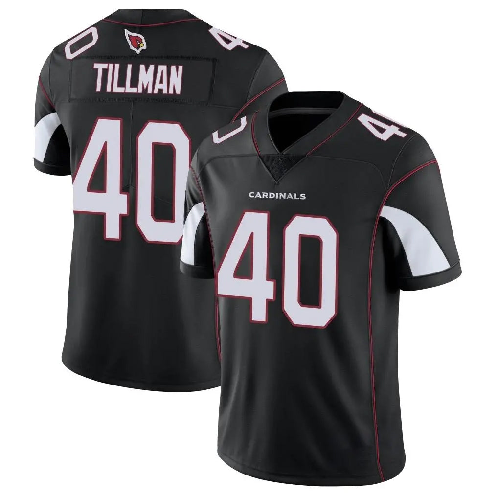 A.Cardinals #40 Pat Tillman Player Black Vapor Limited Home Game BALCE Stitched Jerseys