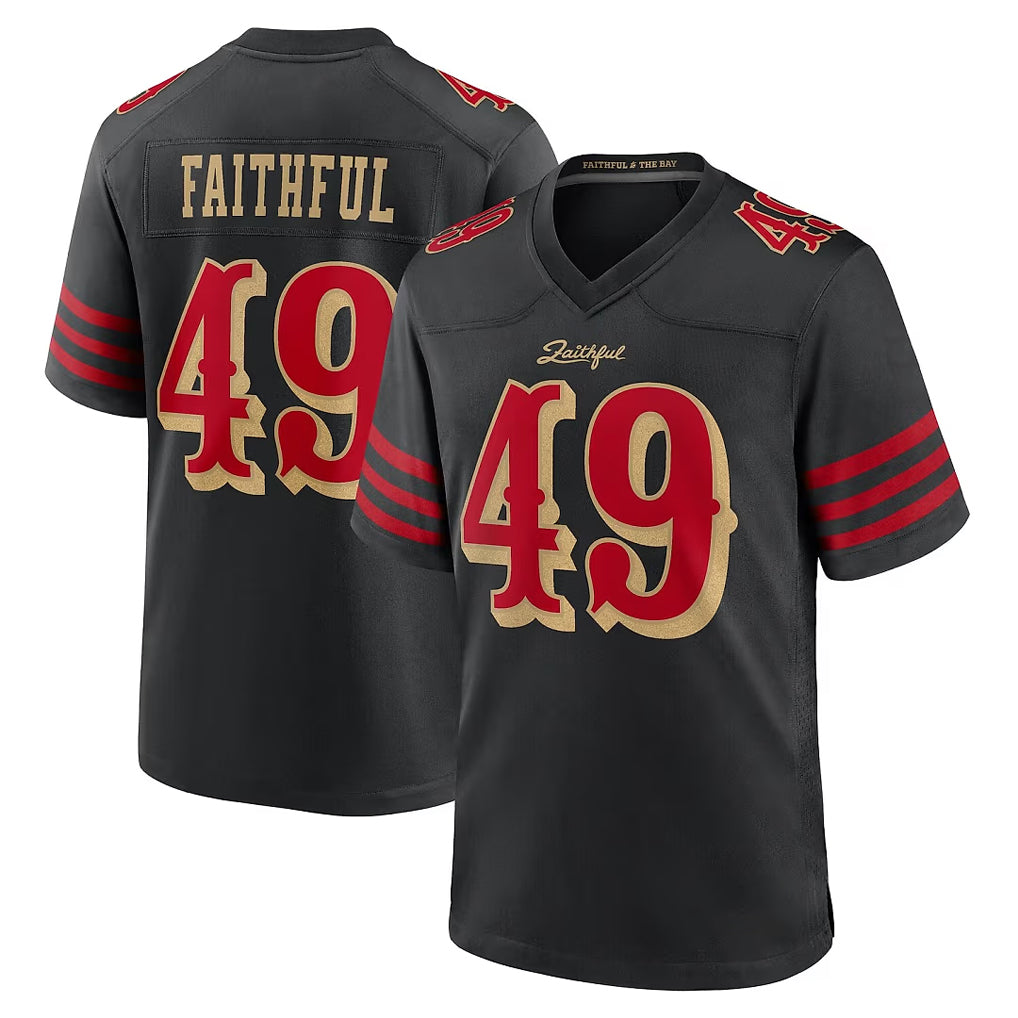 SF.49ers #49 The Faithful Player Black Rivalries Collection Home Game BALCE Stitched Jerseys