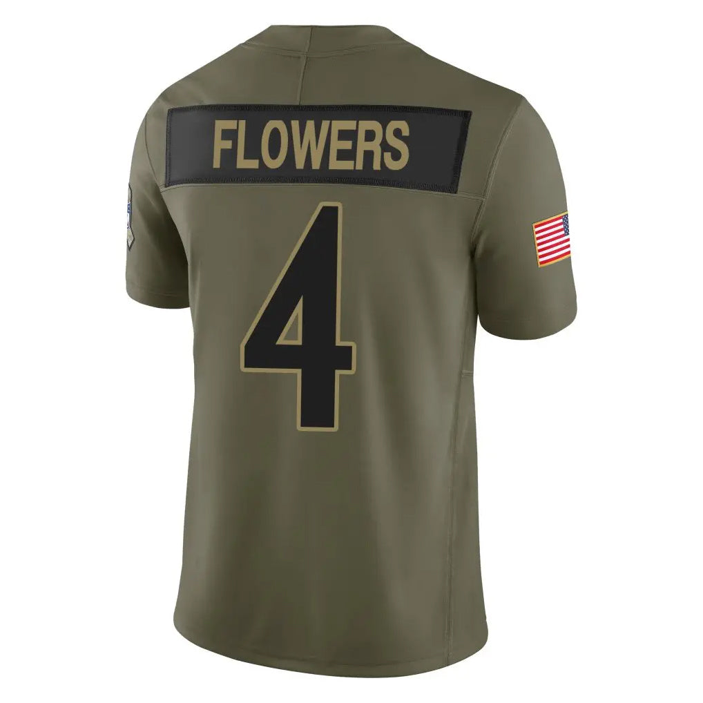 B.Ravens #4 Zay Flowers Player Olive Salute To Service Limited Home Game BALCE Stitched Jerseys