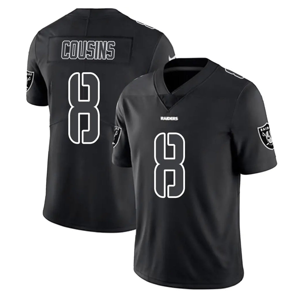 LV.Raiders #8 Kirk Cousins Player Black Limited Black Impact Home Game BALCE Stitched Jerseys