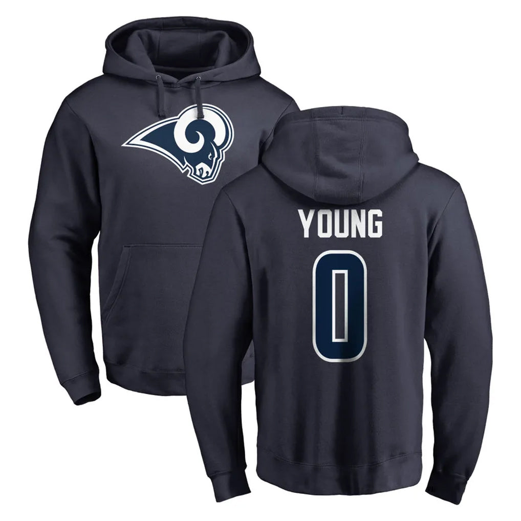 LA.Rams #0 Byron Young Player Navy Pullover Hoodie Limited Game BALCE Stitched Jerseys