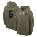 H.Texans #6 Reed Blankenship Player Olive Salute to Service Pullover Hoodies Limited BALCE Stitched Jerseys