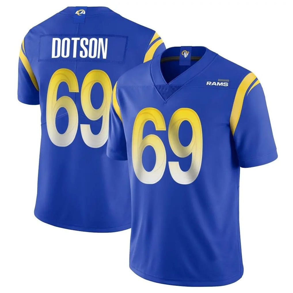 LA.Rams #69 Kevin Dotson Player Royal Limited Vapor Untouchable Home Game BALCE Stitched Jerseys