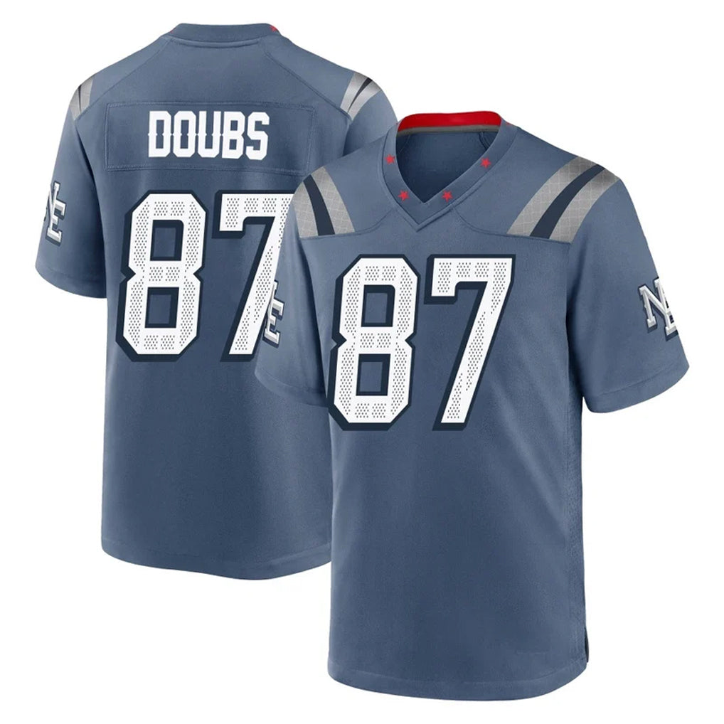 NE.Patriots #87 Romeo Doubs Player Blue Rivalries Collection Home Game BALCE Stitched Jerseys